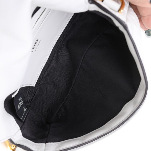 Fendi Bianco Embossed Zucca Lambskin Mini Baguette - Picture 4 of 8